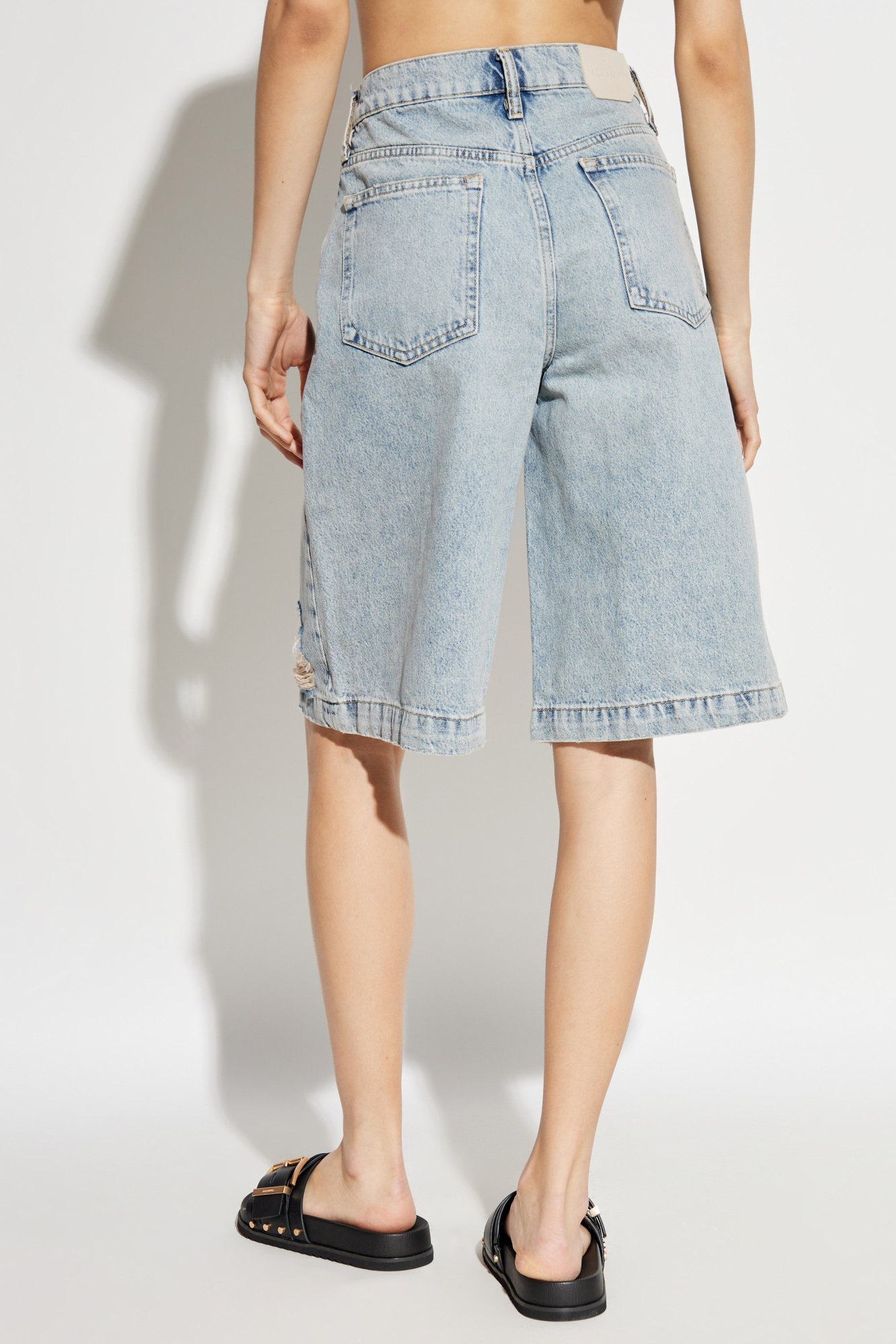 ©SAINT M×××××× 24SS SAINT_DENIM SHORTS SAINT Mxxxxxx - Straight-Leg Distressed Denim Shorts - Blue